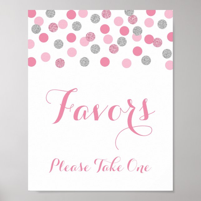 Rosa und Silber Duschfavoriten Bitte ein Zeichen n Poster (Vorne)