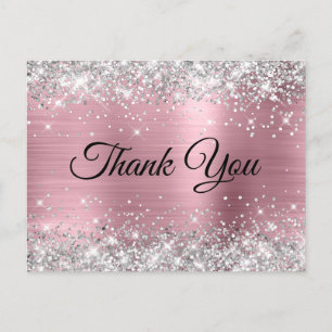 Rosa und Silber Glitter 30. Geburtstag Danke schön Postkarte