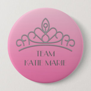 Rosa und Silber Pageant-Tiara-Unterstützung / Team Button