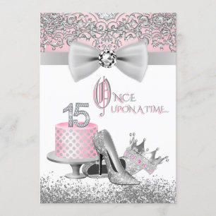Rosa und Silber Quinceanera Einladung