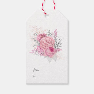 Rosa und Silberblume Geschenkanhänger