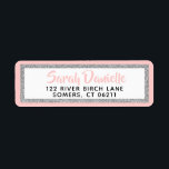 Rosa und silberer Glitzer Bat Mitzvah Adressetiket<br><div class="desc">Dieses personalisierte gemusterte Adressetikett zeichnet sich durch trendigen Glitzer und Ihren Namen und Ihre Adresse aus. Fügen Sie Ihre Informationen zum Vorlagenformular hinzu.</div>