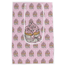Rosa und silberne Cupcakes Polka Dot Mittlere Geschenktüte