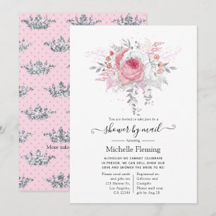 Rosa und silberne florale Brautparty per Post Einladung