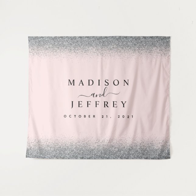 Rosa und silberne Glitzer - Hintergrund für Hochze Wandteppich (Vorderseite (Horizontal))