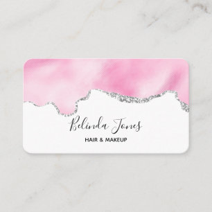 Rosa und silberne Imitate Glitzer Border Stilvoll Visitenkarte