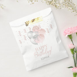 Rosa und Silberne Luftballons Geburtstag  Geschenktütchen