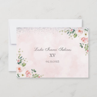 Rosa und silberne Quinceanera-Rsvp-Karten auf Span RSVP Karte