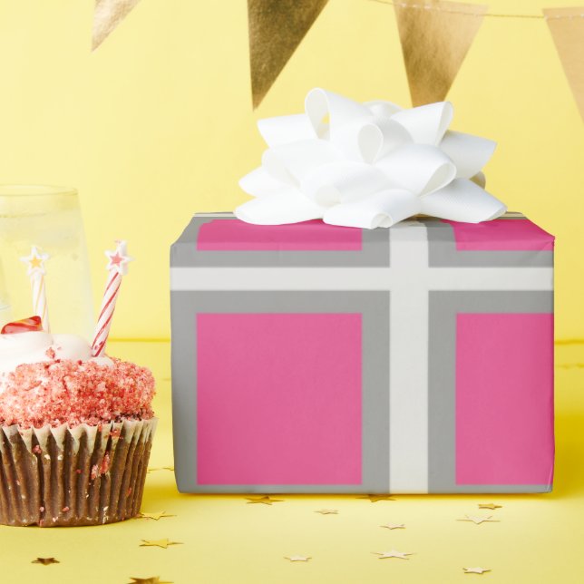 Rosa und Silberplatz Geschenkpapier (Geburtstagsparty)