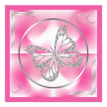 Rosa und Silberschmetterling und unendliche Zeiche