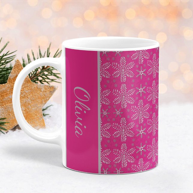 Rosa und Silberschneeflocken Weihnachten Tasse mit (Von Creator hochgeladen)
