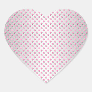 Rosa und silberweißes Polka-Punkte-Muster Herz-Aufkleber