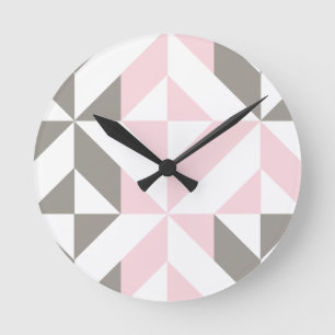 Rosa und Silver Geometric ZigZag Runde Wanduhr