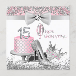 Rosa und Silver Quinceanera Prinzessin 15. Geburts Einladung