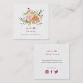 Rosa und sozial-Medium-Ikonen des Goldblumen| Quadratische Visitenkarte
