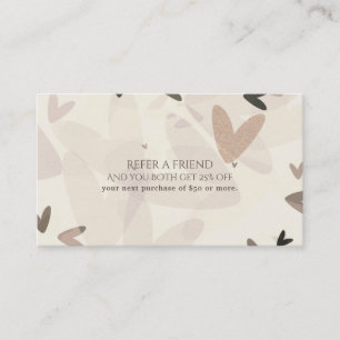 Rosa und Taupe-Herzen Modern Chic Empfehle einen F Empfehlungskarte