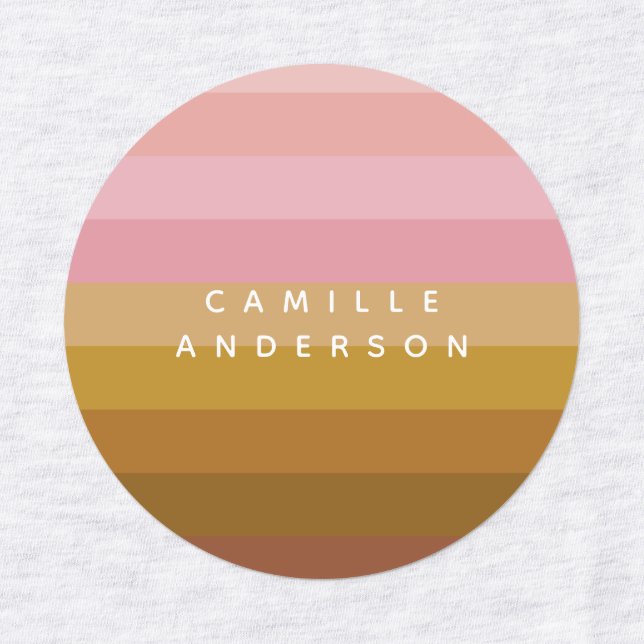 Rosa und Terracotta Boho Geometrische Streifen Nam Etiketten (Design 1)