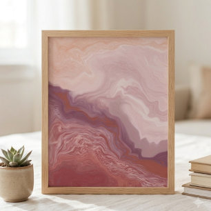 Rosa- und Terrakotta-Fluid-Abstract-Kunst Poster