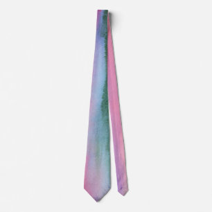 Rosa und Türkis abstrakte Aquarell-Hochzeit Krawatte