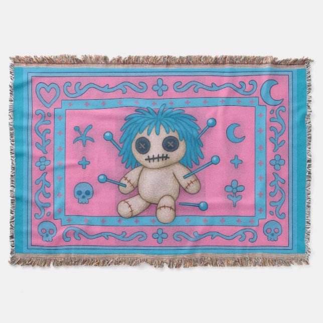 Rosa und Türkis Blauer Voodoo Decke (Vorderseite)