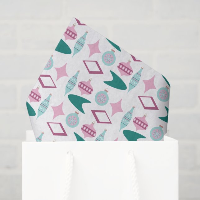 Rosa und Türkis Retro Weihnachtsschmuck Seidenpapier (Geschenktüte)