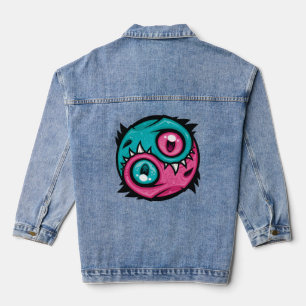 Rosa und Türkis Yin Yang Drachen Jeansjacke