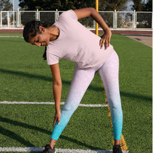 Rosa und türkisfarbene Imitate Glitzer Ombre Leggings