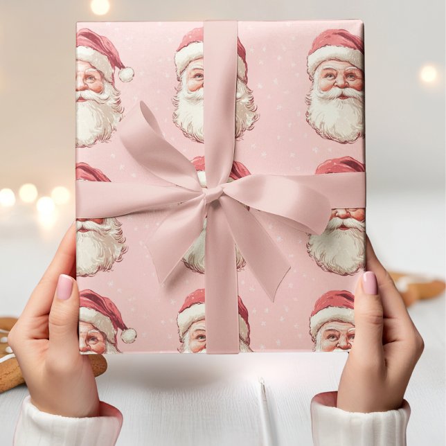 Rosa und Vintager Weihnachtsmann Geschenkpapier (Von Creator hochgeladen)