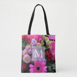 Rosa und violette Blume Personalisiert Monogramm