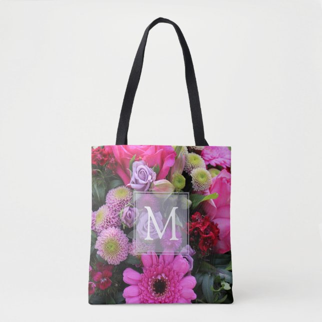 Rosa und violette Blume Personalisiert Monogramm (Vorderseite)