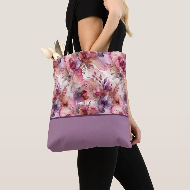 Rosa und violette Blumen Alkoholfarbblock (Von Nahem)