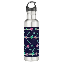 Rosa und violette Blumen Edelstahlflasche