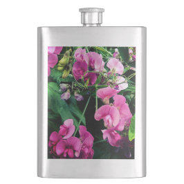 Rosa und violette Blumen Flachmann