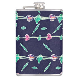 Rosa und violette Blumen Flachmann