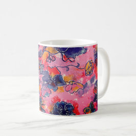 Rosa und violette Blumen Garten Original Wasserfar Kaffeetasse