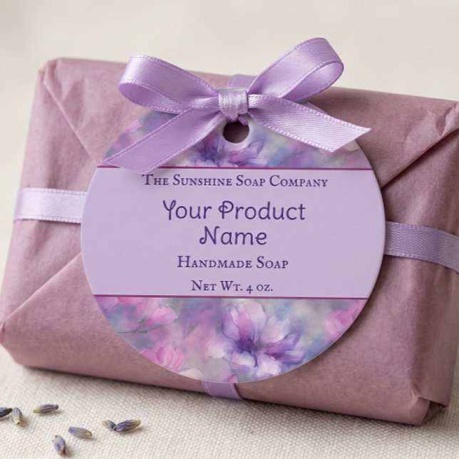 Rosa und violette Blumen Geschenkanhänger (Von Creator hochgeladen)