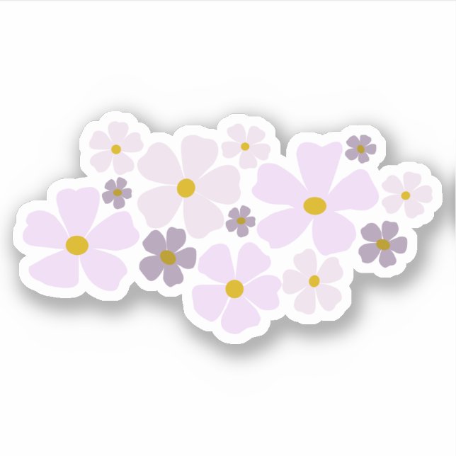 Rosa und violette Blumen Grafik Aufkleber (Vorderseite)