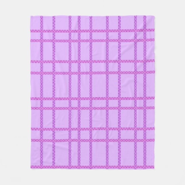 Rosa und violette Blumen kariertes Muster Fleecedecke (Vorderseite)