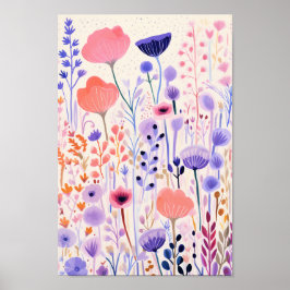 Rosa und violette Blumen Poster