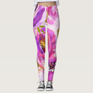 Rosa und violette Blumenexplosion  Leggings