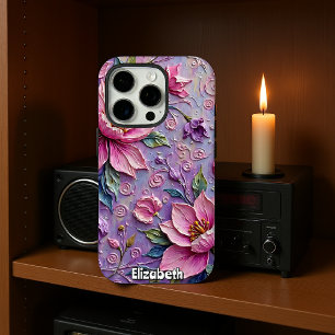 Rosa und violette Blumenfülle iPhone 16 Pro Hülle