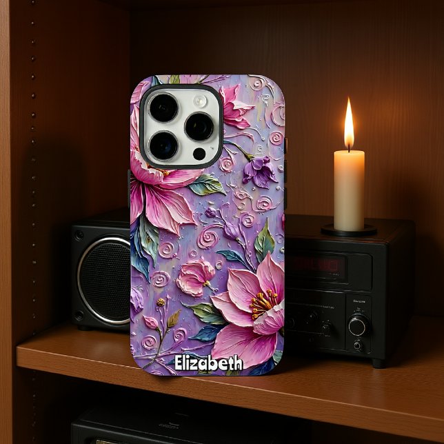 Rosa und violette Blumenfülle iPhone Hülle (Von Creator hochgeladen)