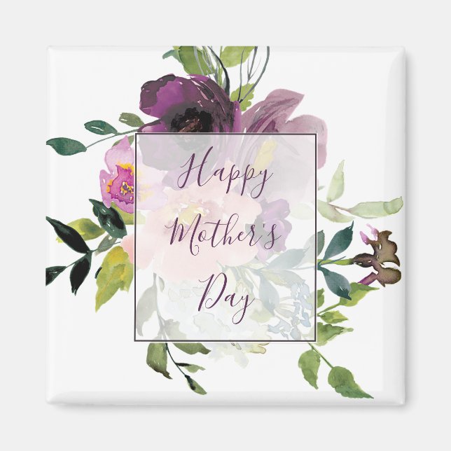 Rosa und violette Blumenmuster   Magnet (Vorne)