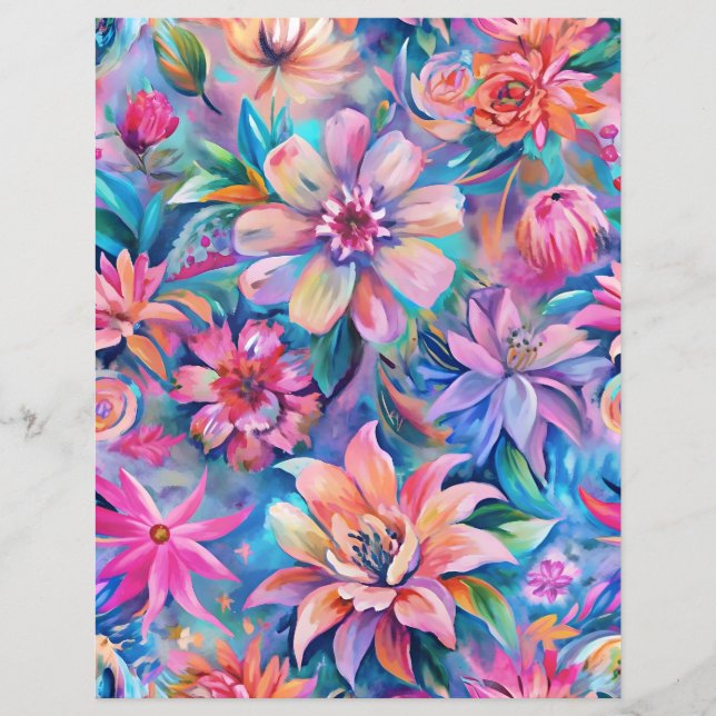 Rosa und violette Blumenmuster-Scrapheapier (Vorderseite)