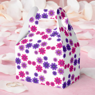 Rosa und violette Blüten Symmetrisches Mini-Blumen Geschenkschachtel