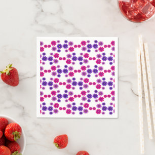 Rosa und violette Blüten Symmetrisches Mini-Blumen Serviette