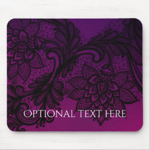 Rosa und violette elegante schwarze Spitzen-Party- Mousepad