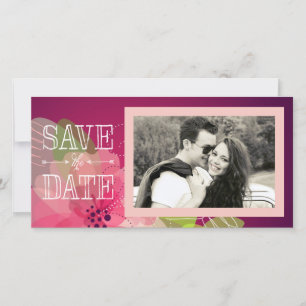 Rosa und violette Flora Save the Date