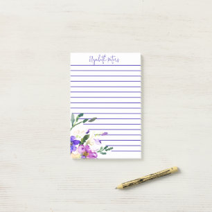 Rosa und violette florale personalisiert post-it klebezettel