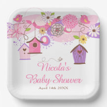 Rosa und violette florale Vogelkäfige Baby Shower